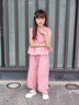 G.DUCKKIDS小黃鴨童裝女童夏天套裝夏季新款兒童女孩寶寶時(shí)尚夏裝洋氣衣服 粉色套裝 140 (建議125-135cm 7-8周歲） 曬單實(shí)拍圖