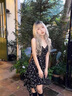 爾山集不規(guī)則碎花吊帶裙雪紡連衣裙子女春夏辣妹收腰小個(gè)子法式氣質(zhì)短裙 【黑色】M（85-100斤） 曬單實(shí)拍圖