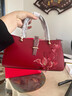 PmSix國風(fēng)香雪玉蘭手提包女刺繡紅色婚包媽媽包中年婆婆女包送禮天煦 紅色（送禮品袋） 曬單實(shí)拍圖