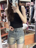 LDBE美式復古高腰牛仔短褲女夏季新款爆款小個(gè)子顯瘦百搭a字熱褲子潮 復古藍 S 曬單實(shí)拍圖
