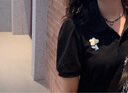 UR2025春季新款女裝立體花朵收腰Polo領(lǐng)短袖連衣裙UYY750054 正黑 M 曬單實(shí)拍圖