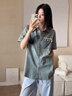 塔馳密司 TOUCH MISS亮片刺繡牛仔襯衫夏季時(shí)尚休閑百搭外套藍色XL 曬單實(shí)拍圖