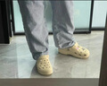 卡洛馳Crocs 夏季新款貝雅洞洞鞋男女戶外涼拖鞋男士沙灘鞋 骨白色 38 曬單實(shí)拍圖