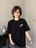 一寸相思2025新款爆款正肩夏季純棉短袖t恤女小眾設(shè)計(jì)感寬松半袖貓咪上衣 黑色-可愛貓咪 L (110-125) 曬單實(shí)拍圖