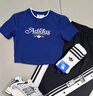 adidas經(jīng)典修身短款運(yùn)動(dòng)上衣圓領(lǐng)短袖T恤女裝夏季阿迪達(dá)斯三葉草 深藍(lán)   S 曬單實(shí)拍圖