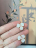 伊燦韓國甜美粉色花朵鋯石耳釘女小眾設(shè)計(jì)感高級(jí)耳環(huán)2025新款爆款耳飾 粉色 曬單實(shí)拍圖