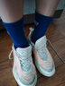 Skechers斯凱奇男女童抗菌運動襪子5對裝時尚純色簡約兒童中筒襪L225K084 藍/白/黃/灰/藍/0633 5雙 均碼 XL 曬單實拍圖