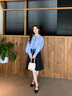 范思藍恩法式門襟木耳邊綁帶襯衫女2025秋新款寬松襯衫領(lǐng)上衣3258 晴空藍 S 曬單實拍圖