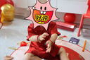 G.duck小黃鴨周歲禮服男寶寶抓周衣服女漢服百日宴百天滿(mǎn)月嬰兒套裝夏季 紅色+香囊 80 7-11月(建議寶寶75-85cm)cm 曬單實(shí)拍圖