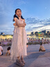 女童裙子夏2025新款女大童夏裝度假波西米亞吊帶裙夏季公主連衣裙 米白色 160 曬單實拍圖