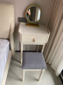 拾家（HOME COLLECTOR）現代輕奢實(shí)木烤漆梳妝臺小戶(hù)型主臥室迷你床邊化妝桌小巖板窄書(shū)桌 0.5米妝臺含妝鏡-米杏灰色 妝臺+妝凳 曬單實(shí)拍圖