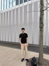 POUM棉麻直筒褲子男士夏季寬松運動透氣速干垂感闊腿褲9990卡其2XL 曬單實拍圖