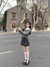 韓璐嬌（hanlujiao）連衣裙女裝2025秋季新款鹽系輕熟甜辣妹學院風格紋短裙時尚兩件套 毛衣+領帶+半身裙 M 曬單實拍圖