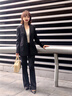 Laurèl【綿羊毛】25秋新款立裁修身收腰西裝女LWD363T00700 經(jīng)典黑 XS 曬單實拍圖