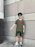 G.DUCKKIDS男童夏裝迷彩套裝軍綠色短袖2025新款兒童演出服男孩時髦潮酷 綠色 130 cm 曬單實拍圖