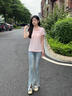 NAOTIEA納奧蒂爾小帆船純棉POLO領(lǐng)T恤女2025夏新款簡約顯瘦大碼短袖上衣 粉色 S 【建議80-90斤】 曬單實(shí)拍圖