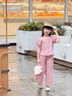 G.DUCK HELLO女童夏季套裝2025新款兒童裝洋氣時髦寶寶夏裝格子薄款兩件套韓版 粉色 90 cm 曬單實拍圖