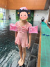G.DUCKKIDS童裝女童泳衣2024兒童分體游泳衣薄款大童女孩短裙泳裝兩件套韓版 粉色花朵連體式【2528】 130 (建議身高120-130cm 7-8歲) 曬單實(shí)拍圖