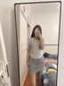 哥瑞美防走光灰色運動休閑抽繩短裙半身裙衛(wèi)裙女夏季高腰辣妹小眾包臀裙 灰色 L 曬單實拍圖