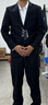 羅蒙 西服男士休閑西裝男套裝外套修身伴郎新郎結(jié)婚商務(wù)職業(yè)正裝衣服 黑色雙扣(上衣+褲子+襯衫+領(lǐng)帶) XL /175【115-130斤】 曬單實拍圖