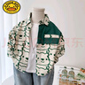 G.DUCKKIDS男童夏裝襯衫兒童帥氣韓版休閑上衣春夏新款中小童帥氣時尚潮襯衣 綠色小熊襯衫 90 曬單實拍圖