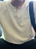 吉普（JEEP）冰絲短袖T恤男士夏季亨利領(lǐng)休閑上衣薄款涼感衣服男裝 杏色 3XL 曬單實(shí)拍圖