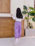 moonkids女童休閑褲新款褲子春秋寶寶工裝褲兒童衛(wèi)褲運(yùn)動(dòng)長褲2025新款秋裝 16096紫色（純棉春秋款） 140 cm 曬單實(shí)拍圖