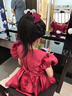 衣諾坊新款女童禮服裙酒紅公主裙生日六一演出服兒童婚禮花童裙子 曬單實(shí)拍圖