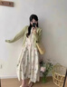 小野七天碎花連衣裙無袖背心裙夏季休閑慵懶風甜美氣質大裙擺A字長裙 碎花（雙層有內襯） M 曬單實拍圖