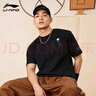 李寧（LI-NING）短袖T恤男女情侶裝夏季棉質(zhì)寬松潮流印花梅開二度百搭文化衫體恤 曬單實拍圖