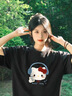 純棉重磅圓領(lǐng)卡通凱蒂貓潮流短袖T恤女夏季寬松美式復古印花上衣 黑色【常規純棉】 L （110-130斤） 曬單實(shí)拍圖