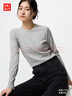 優(yōu)衣庫女裝柔軟羅紋圓領(lǐng)T恤長(cháng)袖純色基礎款474400 479590 470124 479590/03灰色 L 曬單實(shí)拍圖