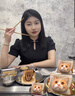 世希大碼胖mm復古新中式旗袍連衣裙女夏季中長(cháng)款黑色顯瘦開(kāi)叉短袖裙子 短款黑色 L 100-125斤 曬單實(shí)拍圖