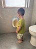 奔麥兒童馬桶坐便器女寶寶坐便圈男寶小便池嬰兒1-3-6歲訓練尿盆神器 (坐便器/小便器2用)藍+掛鉤 曬單實拍圖
