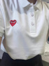 CdG Play經(jīng)典川久保玲POLO衫男女夏季純棉t恤短袖刺繡愛心Polo領(lǐng)衣服上衣 白色+黑心 M 115-130斤 曬單實(shí)拍圖