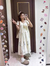 哆韻魅肖曉笑夏天新款孕婦裝韓版寬松長(zhǎng)款甜美刺繡碎花小清新懷孕連衣裙 米白花色 M 曬單實(shí)拍圖
