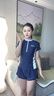 羽克兒童泳衣女大童分體速干游泳衣夏季新款保守女孩學(xué)生專業(yè)運(yùn)動泳裝 藏青紫 170 【3XL建議重100-115斤帶胸墊 曬單實(shí)拍圖