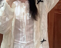 UKMR2025夏季短袖襯衫女蕾絲花邊泡泡袖小衫小清新襯衣甜美遮肉顯瘦 白色 M 建議95-105斤 曬單實(shí)拍圖