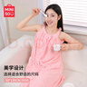 名創(chuàng)優(yōu)品（MINISO）7A抗菌夏季珊瑚絨浴裙女云柔格條紋吸水浴袍家用睡裙居家 淺粉 曬單實(shí)拍圖