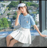 迪莎童話（D.S.TongHua）女童套裝夏裝百褶裙短袖兩件套女孩學(xué)生裝時(shí)尚運(yùn)動(dòng)洋氣拉拉隊(duì)衣服 淺藍(lán)色 140 曬單實(shí)拍圖