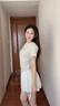 哈魯?shù)咸鹈廊障刀绦鋞恤女夏季新款字母印花蝴蝶結(jié)溫柔甜妹風收腰短袖 淺灰色 M （90-100斤） 曬單實拍圖
