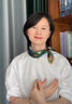 啄木鳥（TUCANO）桑蠶絲真絲絲巾女小領(lǐng)巾春秋季韓版百搭卡通貓咪裝飾圍巾小方巾 綠色 曬單實拍圖