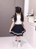 G.DUCKKIDS女童夏裝套裝2024新款洋氣兒童衣服女孩夏季百褶裙學(xué)院風(fēng)衣服兩件 白色一套 130 建議120-130cm7-8歲 曬單實拍圖