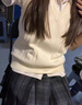 妃奧絨2025秋冬新款日系制服感慵懶針織毛衣女休閑百搭馬甲背心套頭上衣 白色 M 曬單實(shí)拍圖
