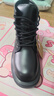 馬登男鞋厚底增高工裝靴高幫德比鞋英倫風(fēng)馬丁靴子黑色皮鞋子 黑色   39 (245mm) 曬單實(shí)拍圖