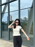 何佳功短袖t恤女設(shè)計感條紋小眾修身顯瘦圓領(lǐng)小甜風(fēng)2025夏季美式復(fù)古 杏色 M 【建議90-105斤】 曬單實拍圖