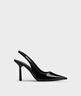 CHARLES&KEITH25夏新品豹紋尖頭氣質(zhì)包頭涼鞋高跟鞋CK1-60280451 BLACK PATENT黑色 37 （235） 曬單實拍圖
