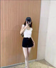 衣然呈品梨形身材高腰a字牛仔短褲女夏季薄款寬松遮胯顯瘦時尚辣妹熱褲女 黑色 M 【建議90-110斤】 曬單實拍圖
