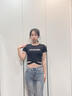 勤記高個(gè)子爵士舞服裝女上衣黑色短款露肚臍t恤女短袖2025夏季新款純 黑色[時(shí)髦/氣質(zhì)/心機/女孩/ S90斤以下 均碼 曬單實(shí)拍圖