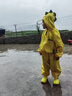 牧萌兒童雨衣分體套裝男女童幼兒園防水雨褲寶寶雨披 黃恐龍?zhí)籽b M 曬單實(shí)拍圖